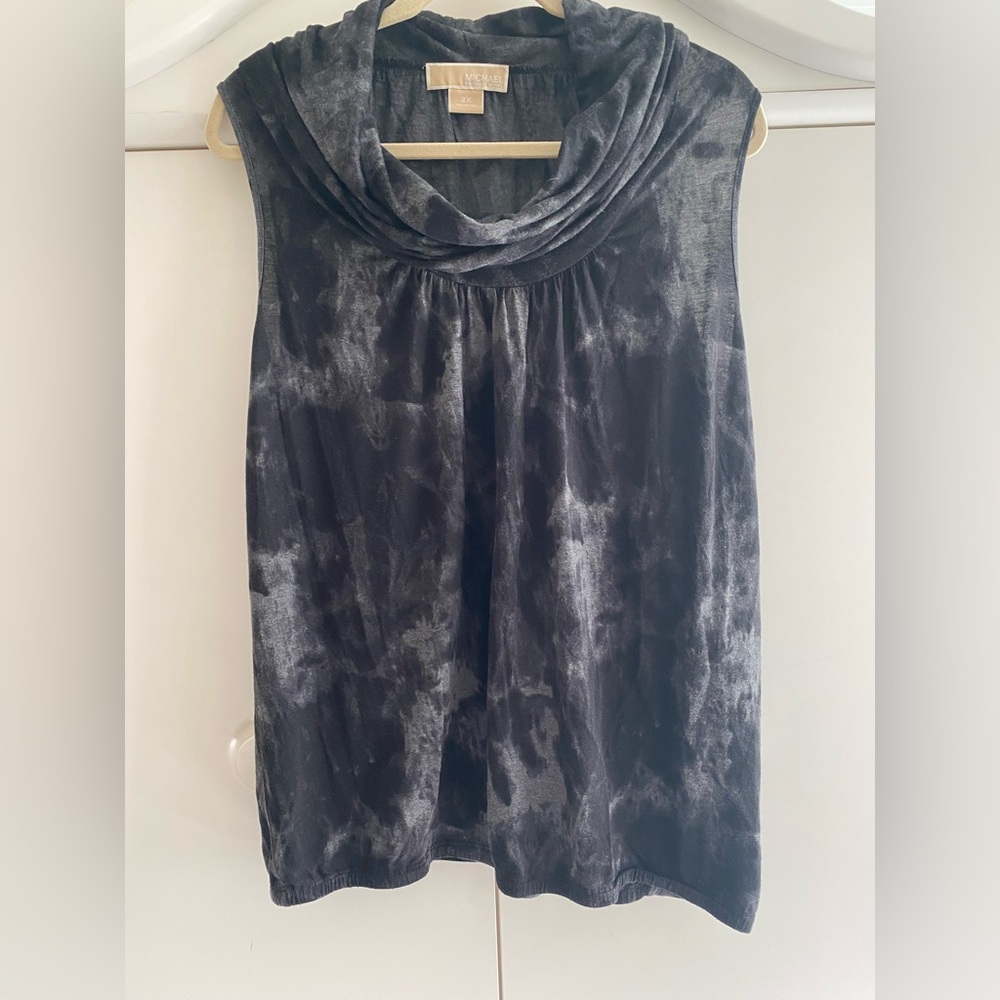 Michael Kors Black and Gray Cowl Neck Blouse